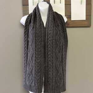 Dark Gray Cable knit Winter Acrylic Scarf- Unisex